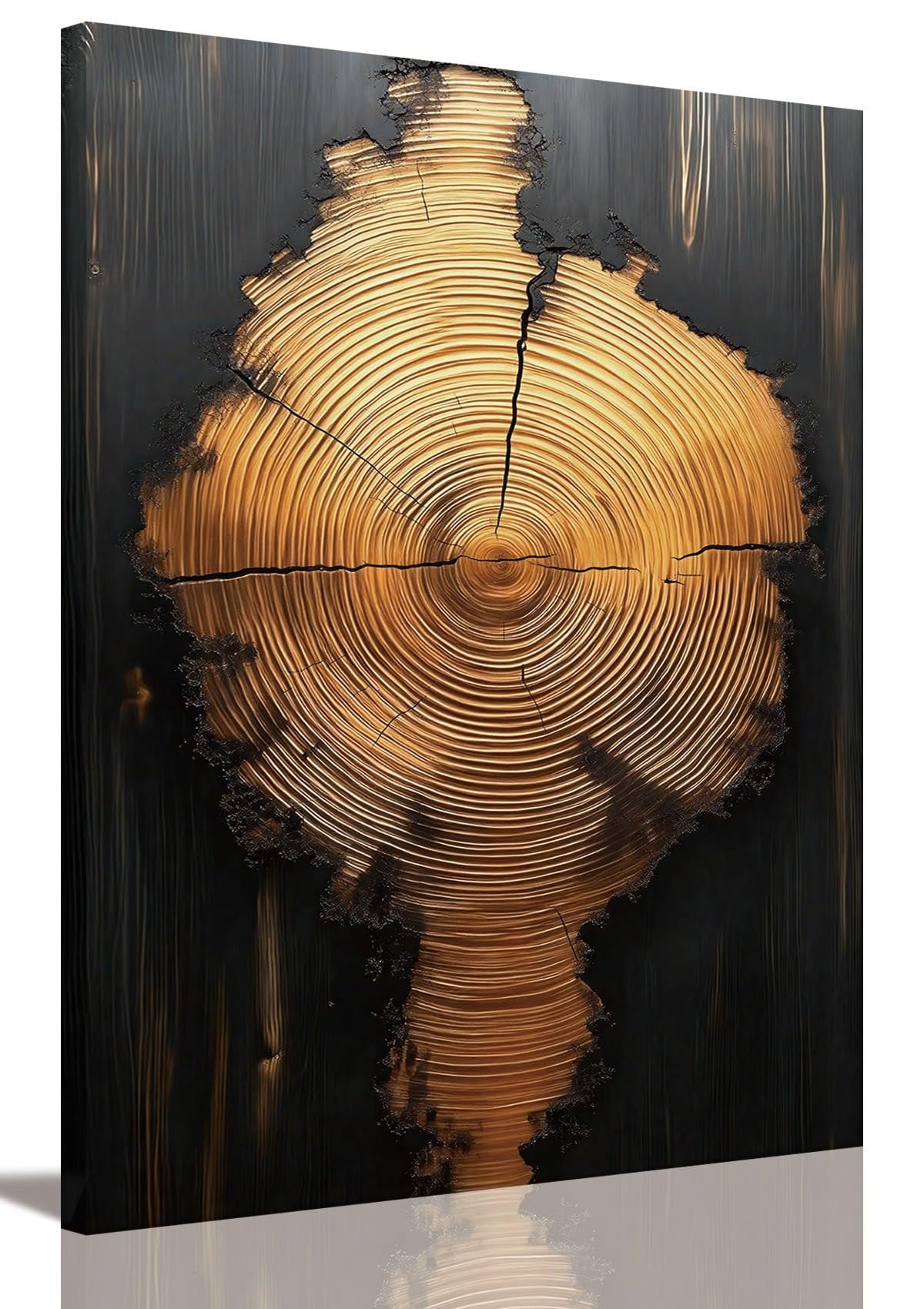 IBHJSART Framed Tree Ring Canvas Wall Art Abstract Colorful Wood Stump Decor Painting Prints Modern Minimalist Pictures Neutral Nature Rustic Farmhouse Living Room Bedroom Bathroom Office