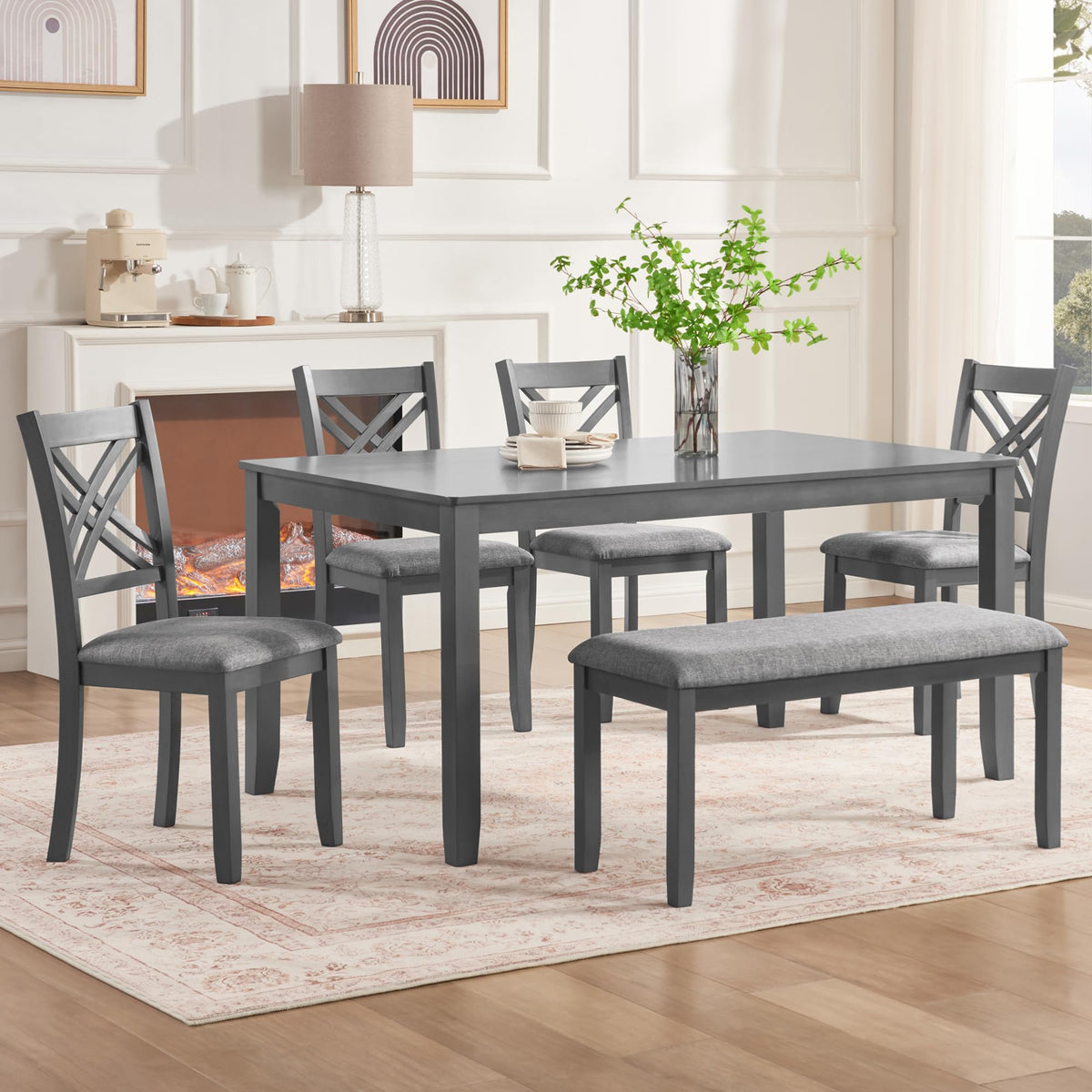 Harper & Bright Designs Wood Dining Table Set, Kitchen Furniture Set with with Table and Chairs