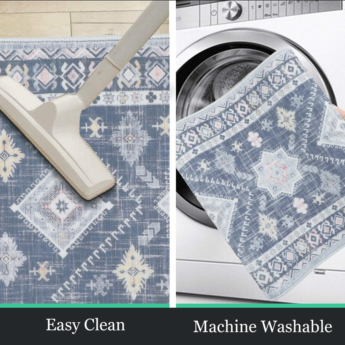 HEBE Boho Non-Slip Washable Kitchen Rugs, 3-Piece Set
