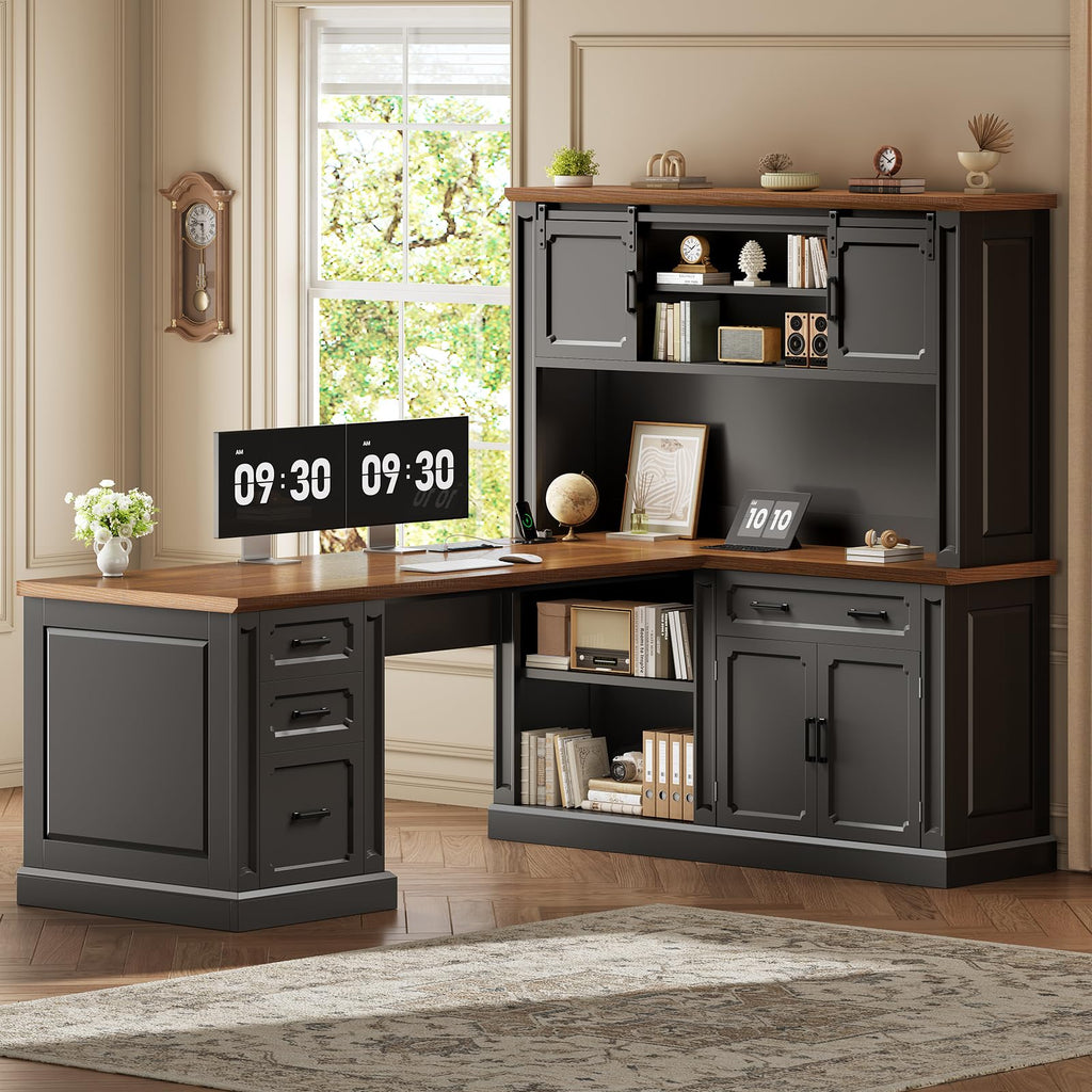 SEDETA Farmhouse Desk with Drawers for Home Office