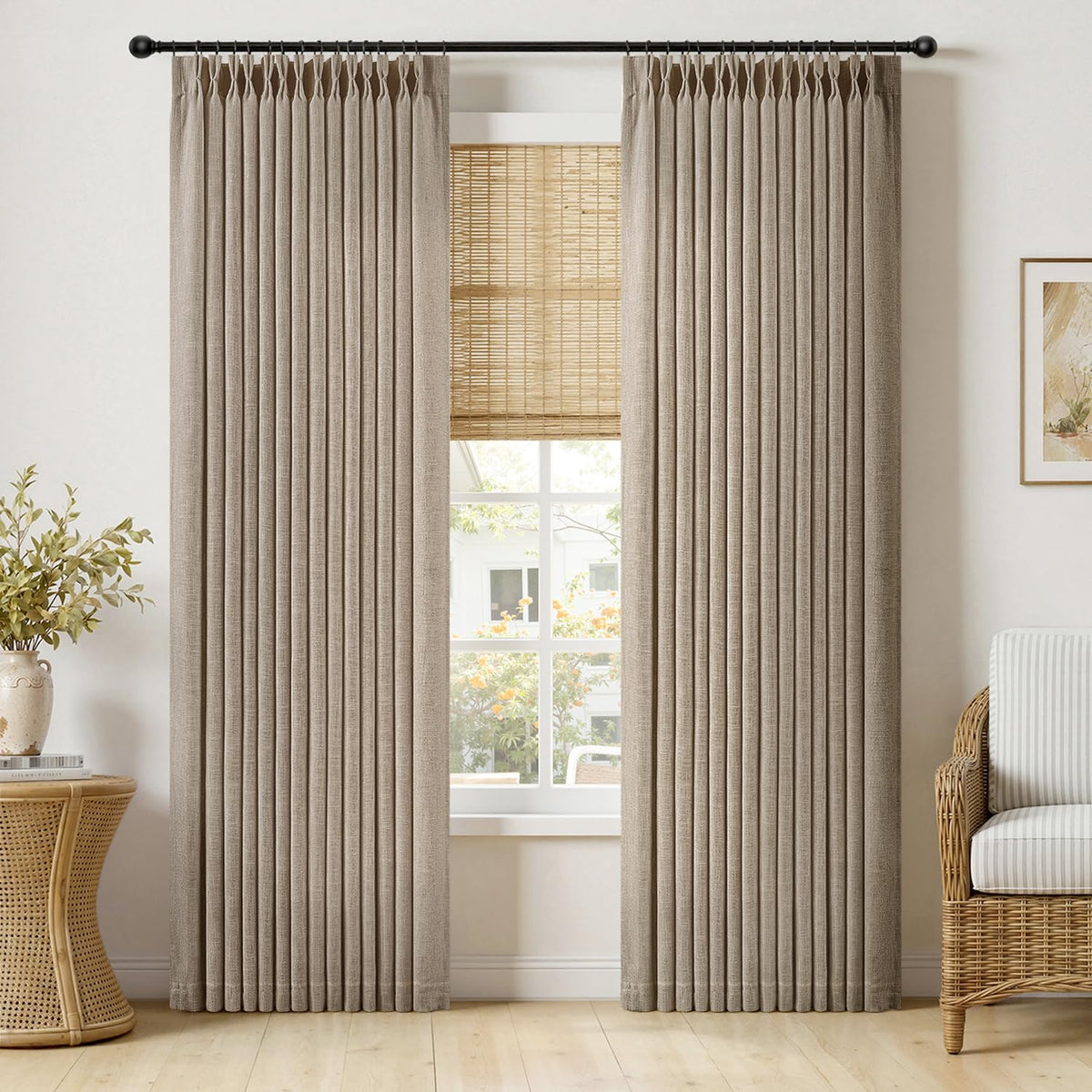 MIULEE Pinch Pleated Linen Light Filtering Curtains