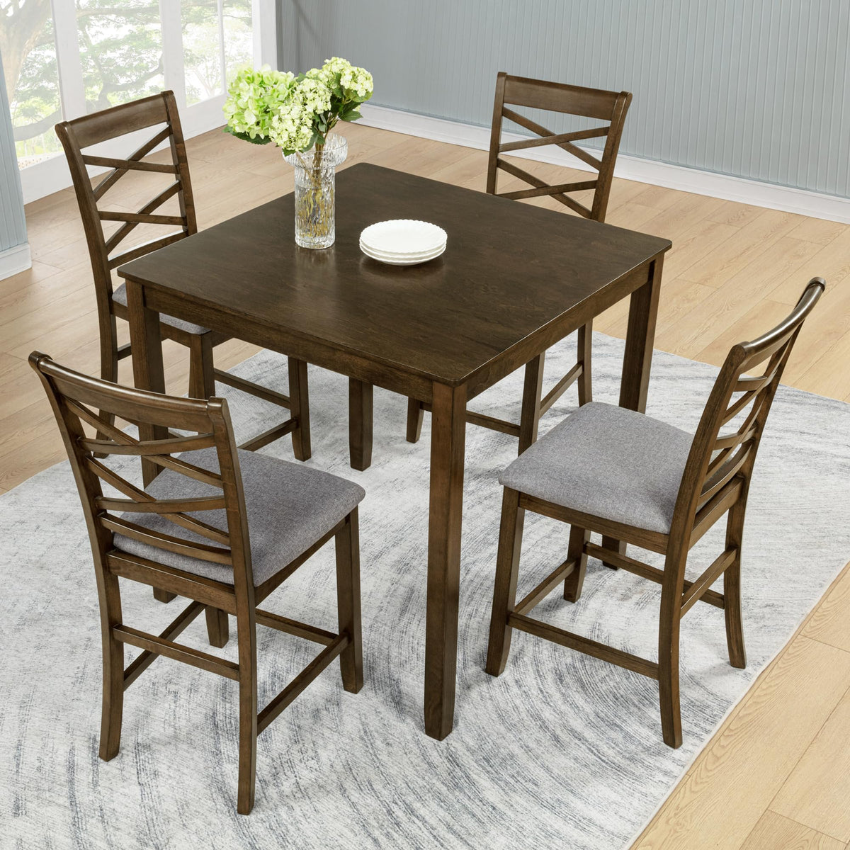 Harper & Bright Designs Wood Dining Table Set, Kitchen Furniture Set with with Table and Chairs