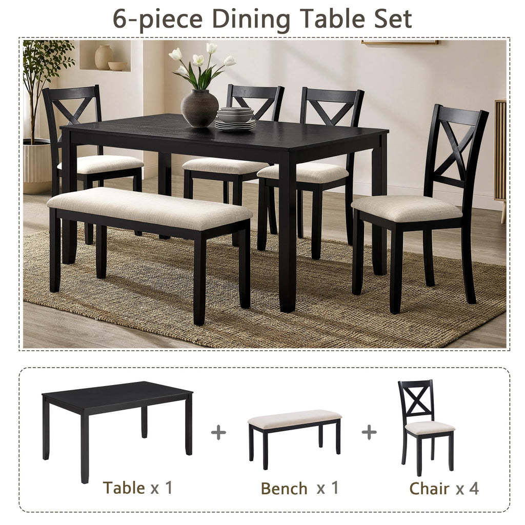 Harper & Bright Designs Wood Dining Table Set, Kitchen Furniture Set with with Table and Chairs
