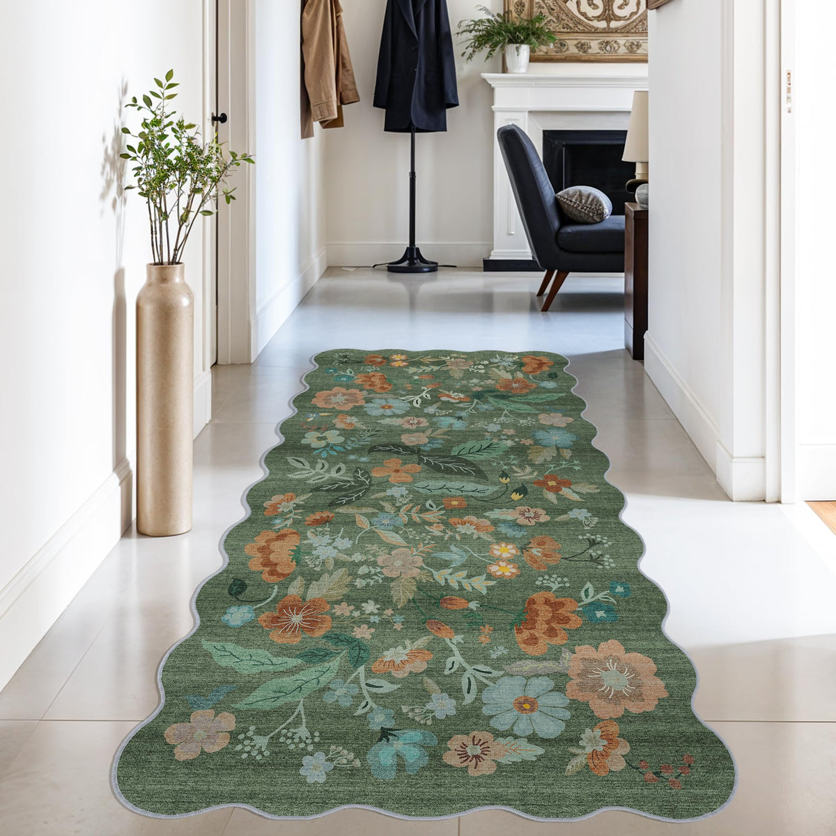 Vintage Washable Non-Slip Hallway Runner Rug, 2' x 7'