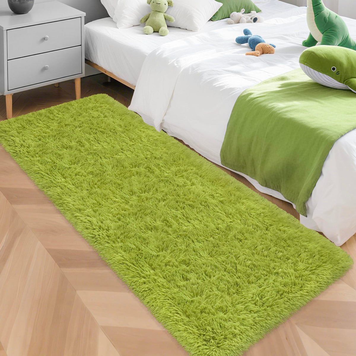 JiaoBaba Rainbow Tie-Dye Fluffy Area Rug for Kids