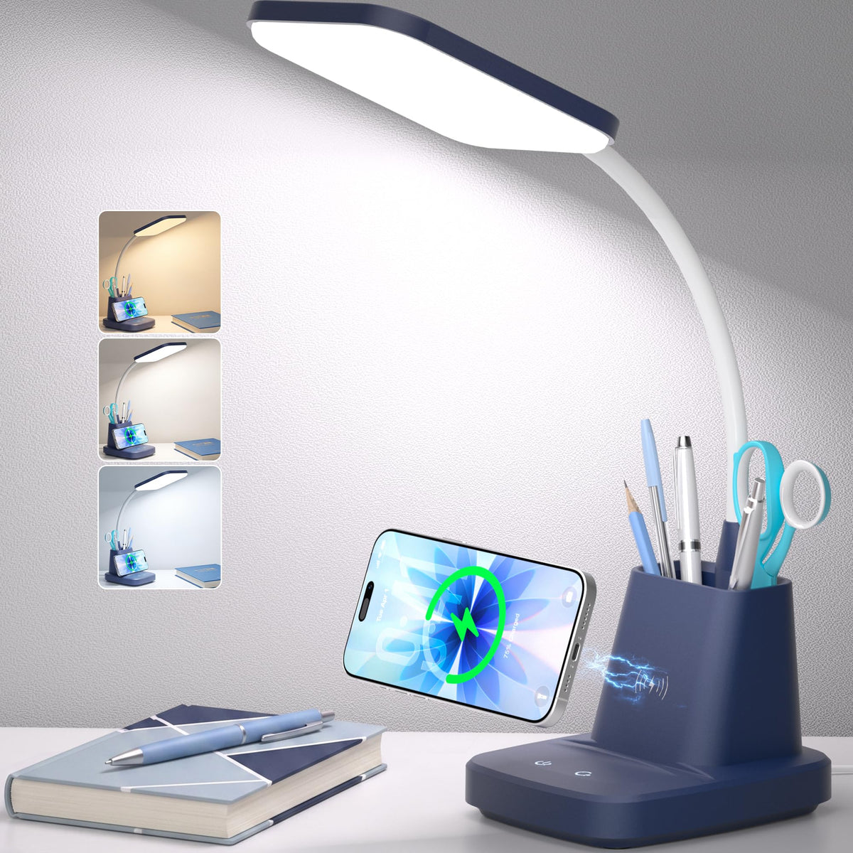 Sailstar Desk Lamp, Wireless Charger Small Desk Lamp, 3 Color Modes