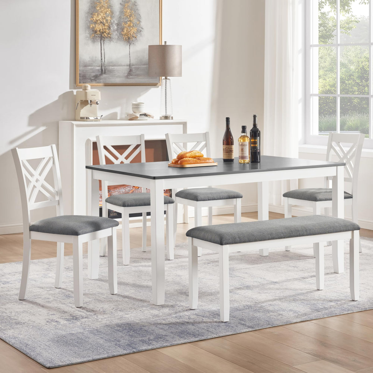 Harper & Bright Designs Wood Dining Table Set, Kitchen Furniture Set with with Table and Chairs