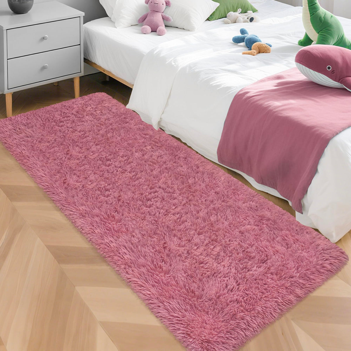 JiaoBaba Rainbow Tie-Dye Fluffy Area Rug for Kids