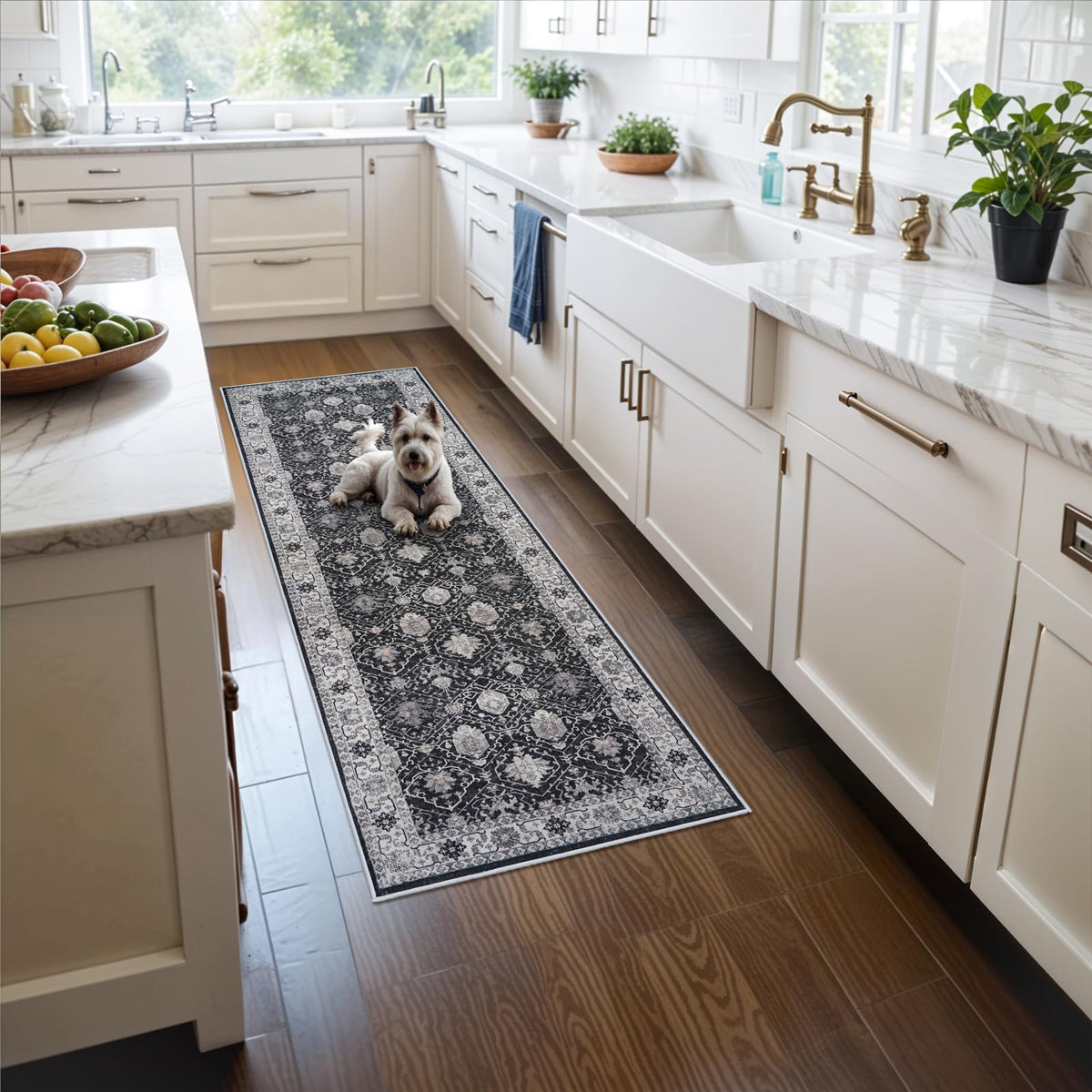 Vintage Washable Non-Slip Hallway Runner Rug, 2' x 7'