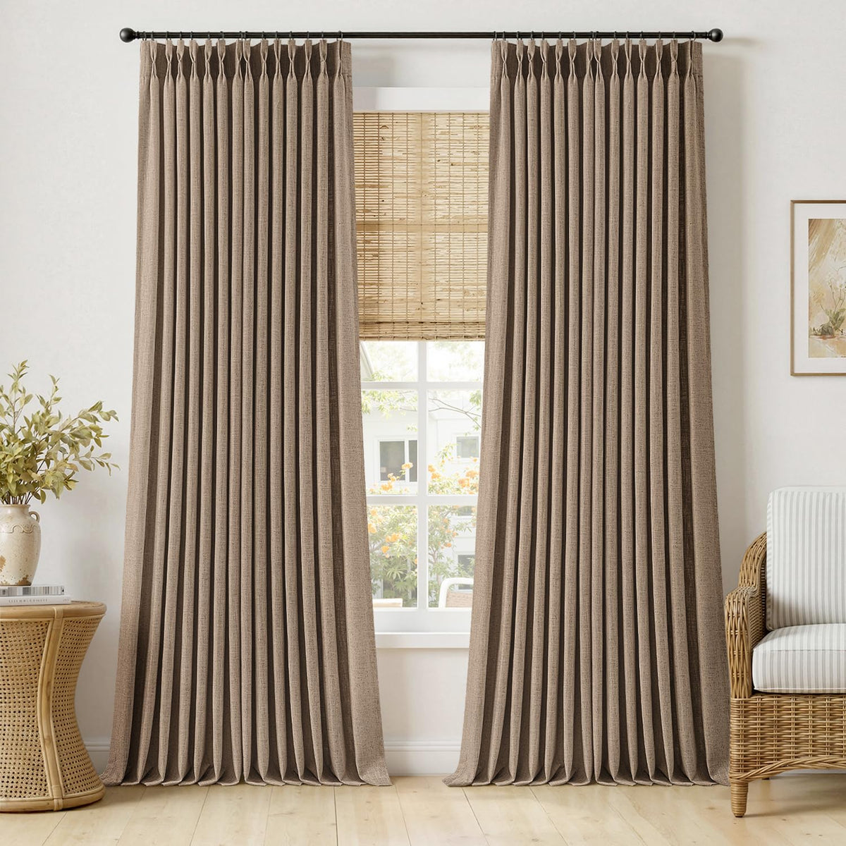 MIULEE Pinch Pleated Linen Light Filtering Curtains