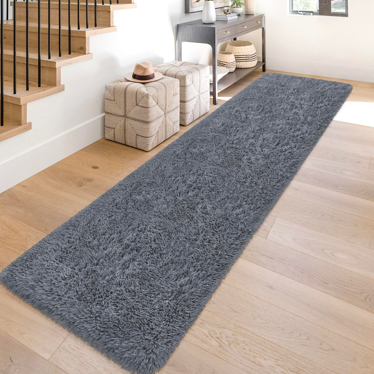 JiaoBaba Rainbow Tie-Dye Fluffy Area Rug for Kids