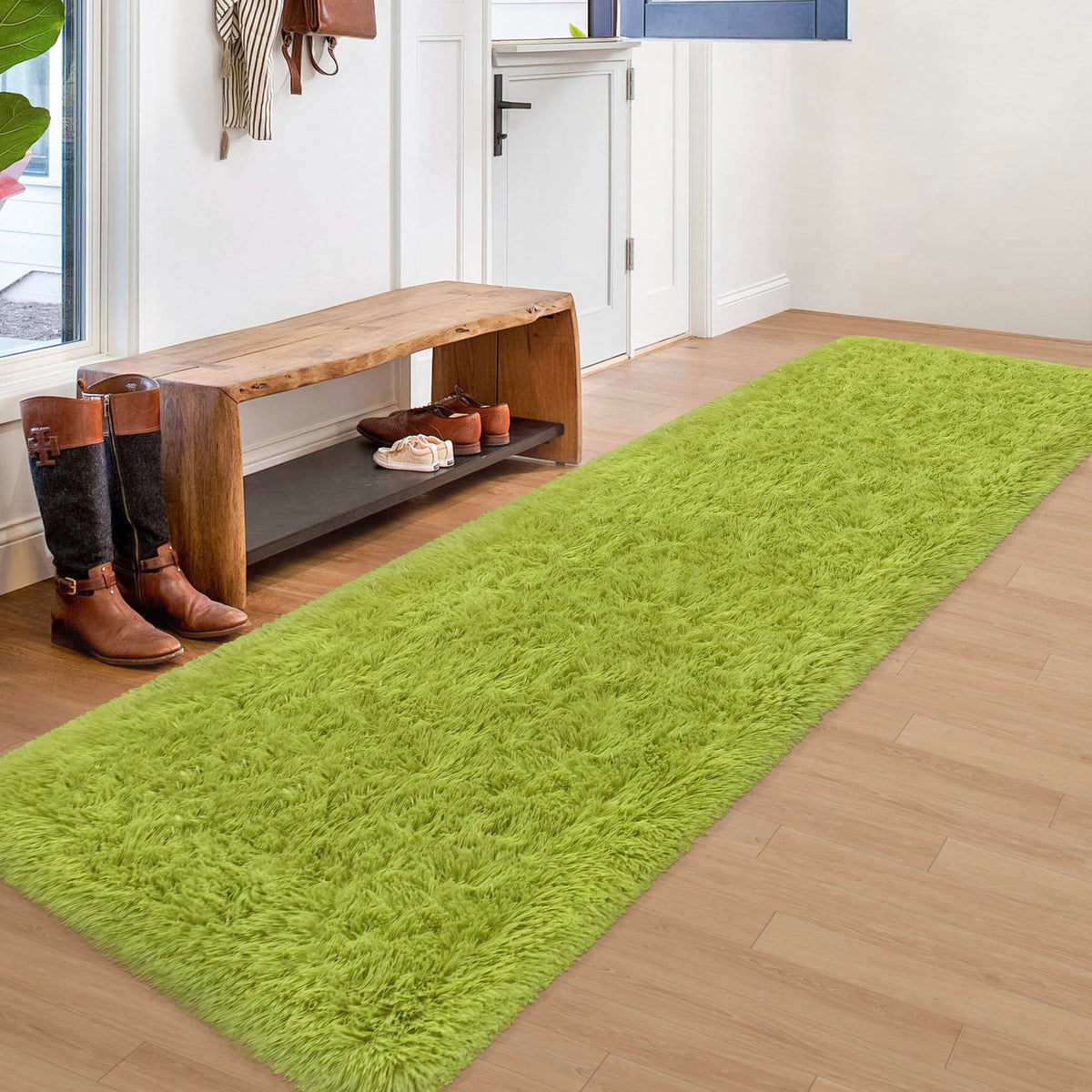 JiaoBaba Rainbow Tie-Dye Fluffy Area Rug for Kids