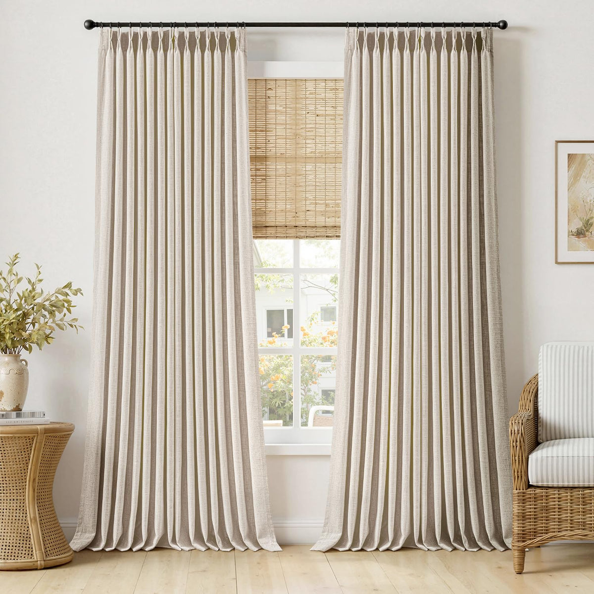 MIULEE Pinch Pleated Linen Light Filtering Curtains