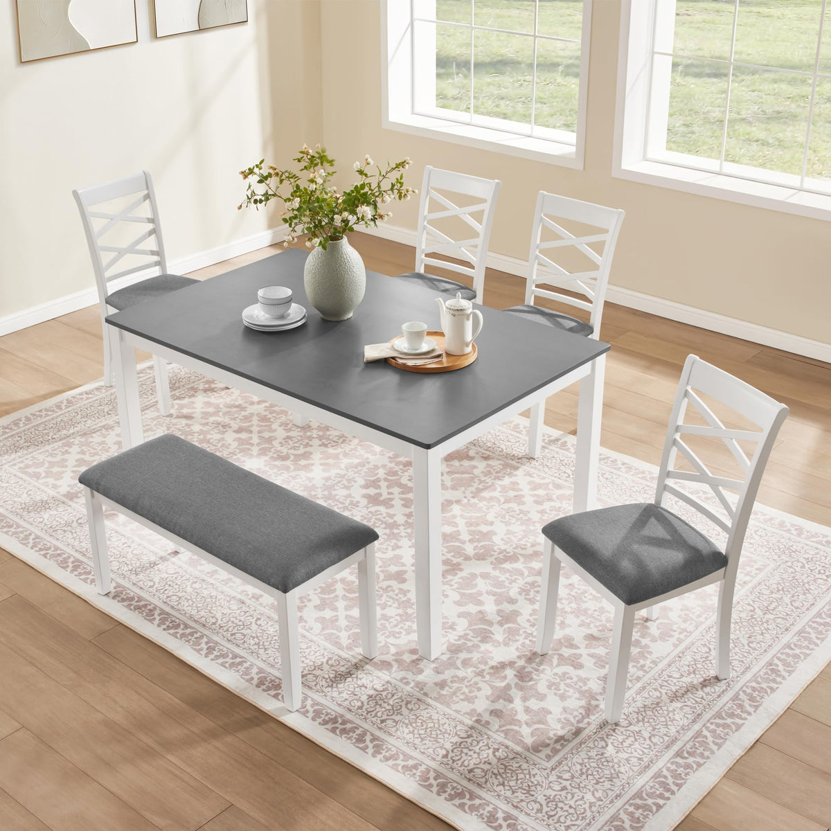 Harper & Bright Designs Wood Dining Table Set, Kitchen Furniture Set with with Table and Chairs