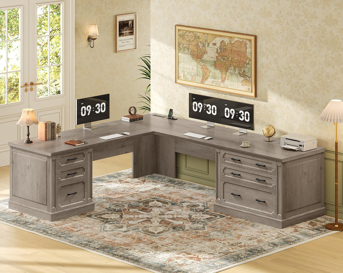 SEDETA Farmhouse Desk with Drawers for Home Office