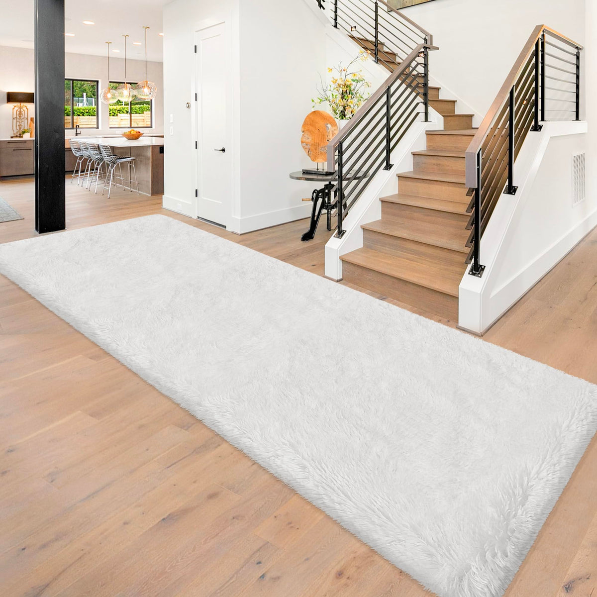 JiaoBaba Rainbow Tie-Dye Fluffy Area Rug for Kids