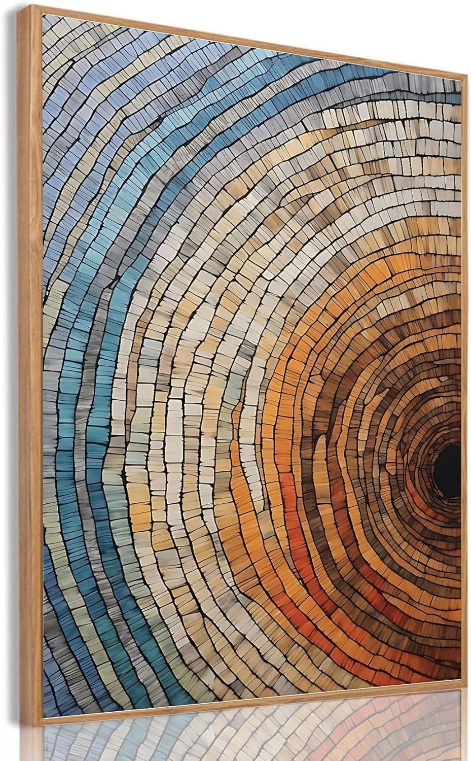 IBHJSART Framed Tree Ring Canvas Wall Art Abstract Colorful Wood Stump Decor Painting Prints Modern Minimalist Pictures Neutral Nature Rustic Farmhouse Living Room Bedroom Bathroom Office