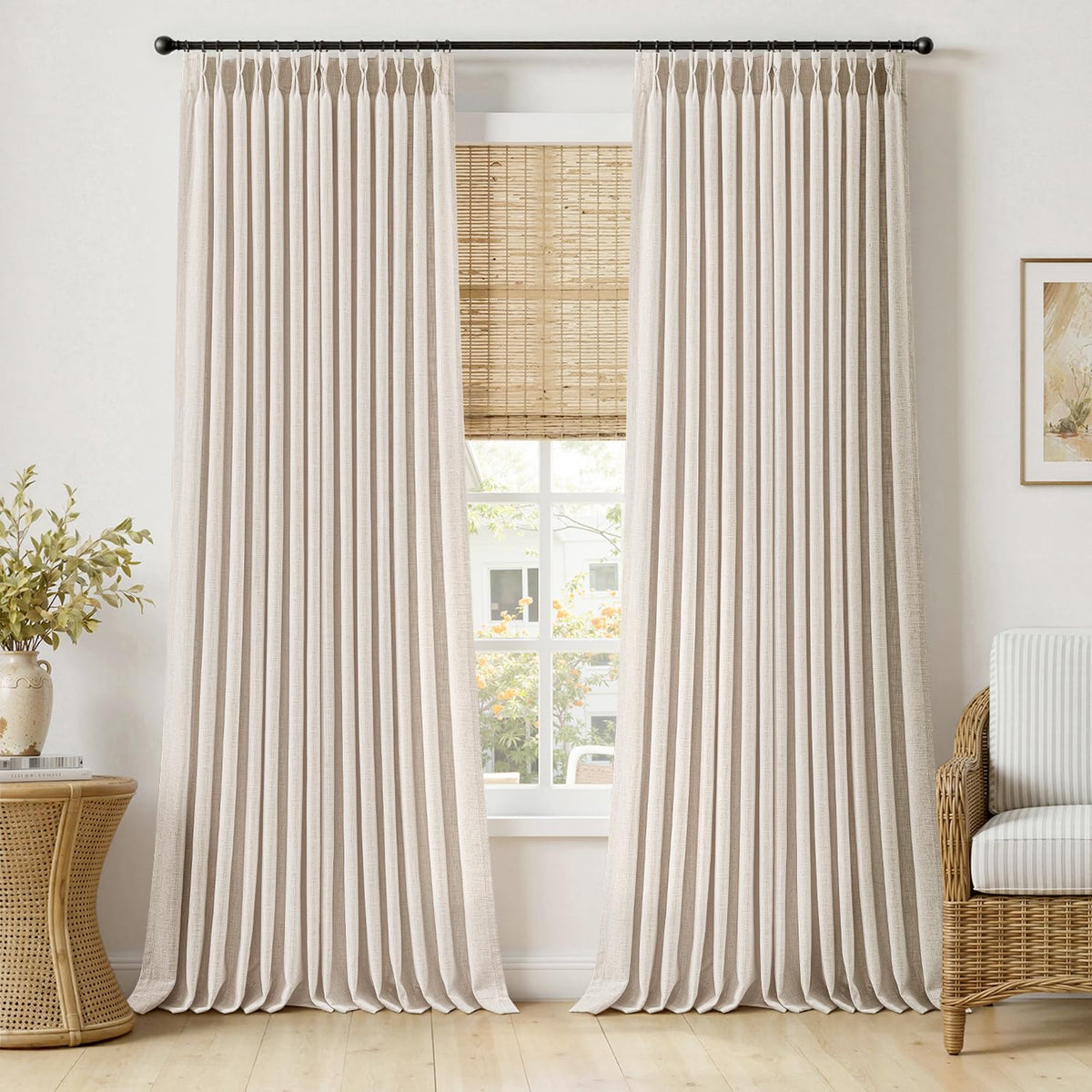MIULEE Pinch Pleated Linen Light Filtering Curtains