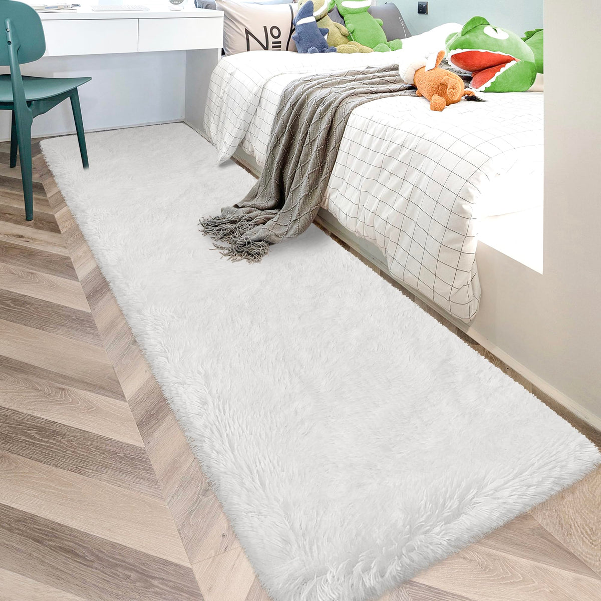 JiaoBaba Rainbow Tie-Dye Fluffy Area Rug for Kids