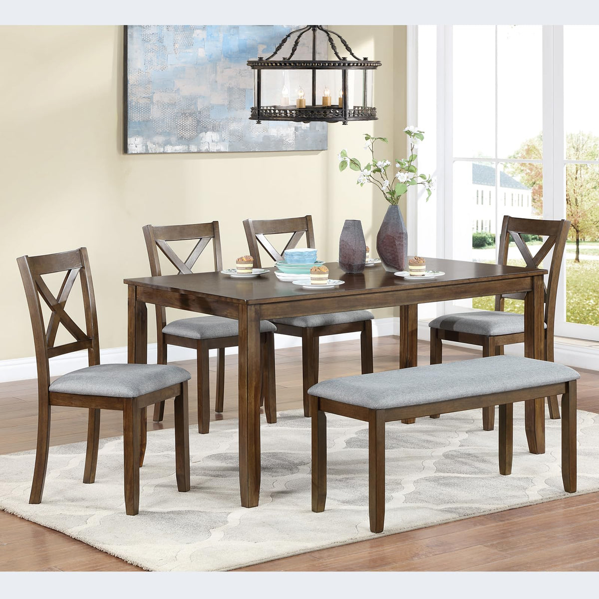 Harper & Bright Designs Wood Dining Table Set, Kitchen Furniture Set with with Table and Chairs