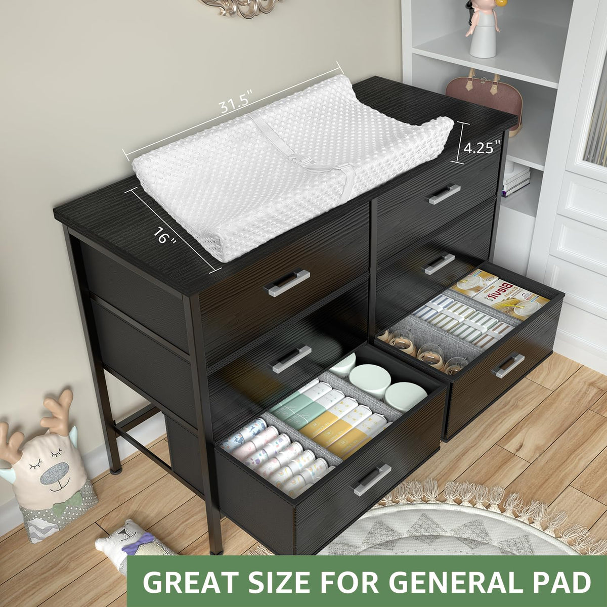 KAI-ROAD Dresser and Nightstand Set 3 Piece Dresser with 6 Fabric Drawers for Bedroom Sets Modern