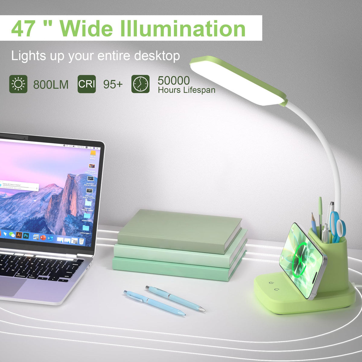 Sailstar Desk Lamp, Wireless Charger Small Desk Lamp, 3 Color Modes