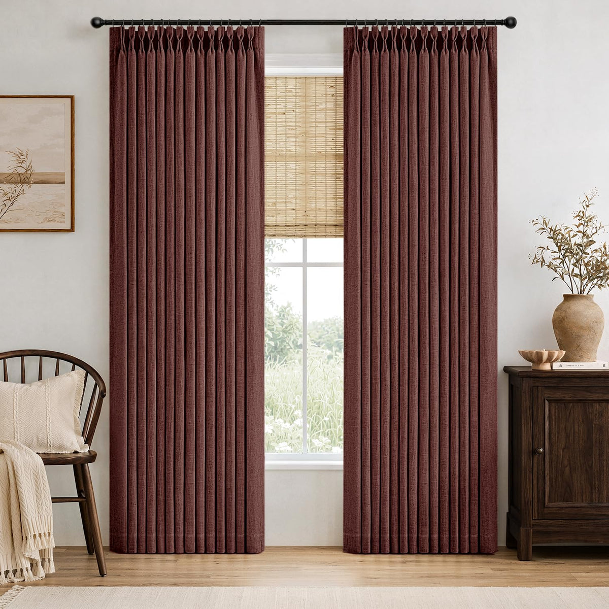 MIULEE Pinch Pleated Linen Light Filtering Curtains