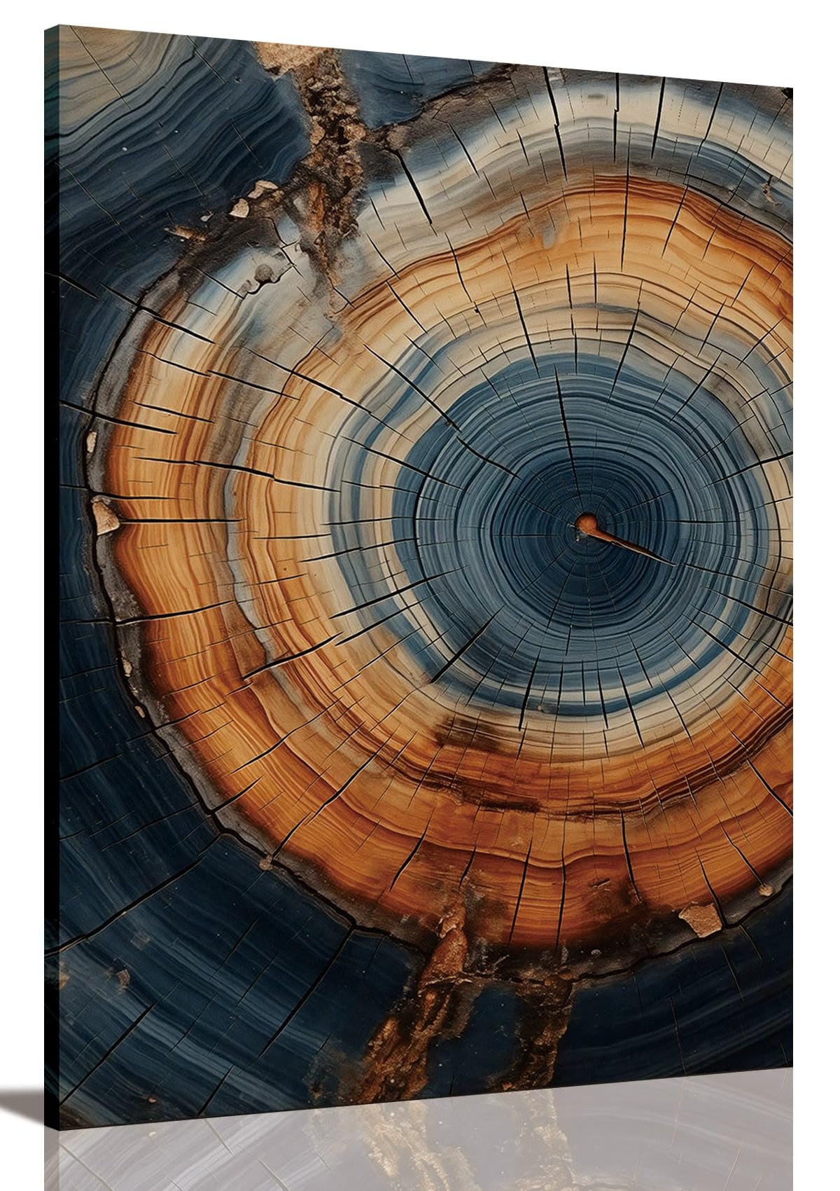 IBHJSART Framed Tree Ring Canvas Wall Art Abstract Colorful Wood Stump Decor Painting Prints Modern Minimalist Pictures Neutral Nature Rustic Farmhouse Living Room Bedroom Bathroom Office