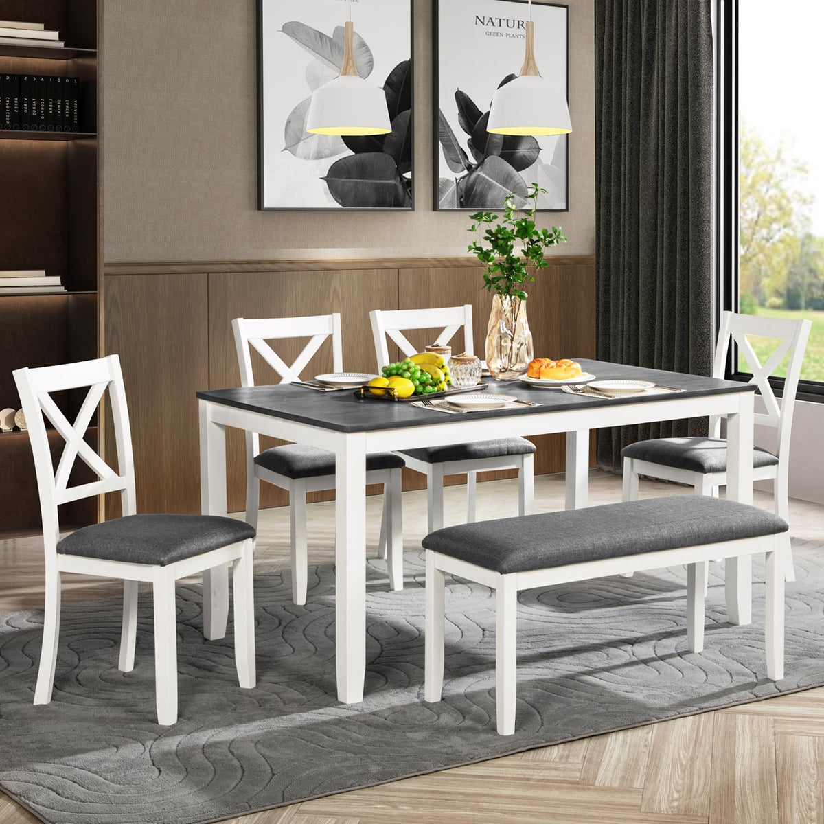 Harper & Bright Designs Wood Dining Table Set, Kitchen Furniture Set with with Table and Chairs