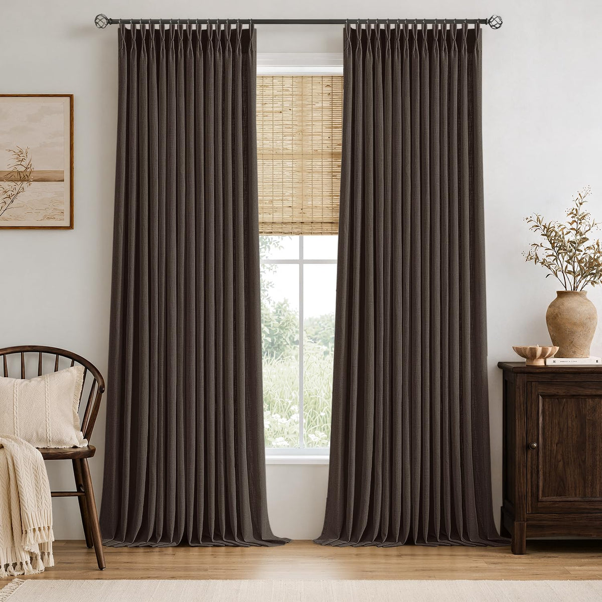 MIULEE Pinch Pleated Linen Light Filtering Curtains