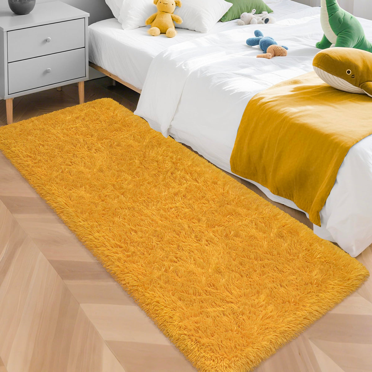 JiaoBaba Rainbow Tie-Dye Fluffy Area Rug for Kids