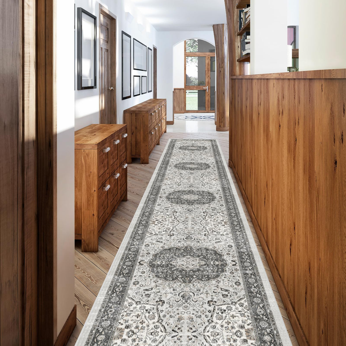 Vintage Washable Non-Slip Hallway Runner Rug, 2' x 7'