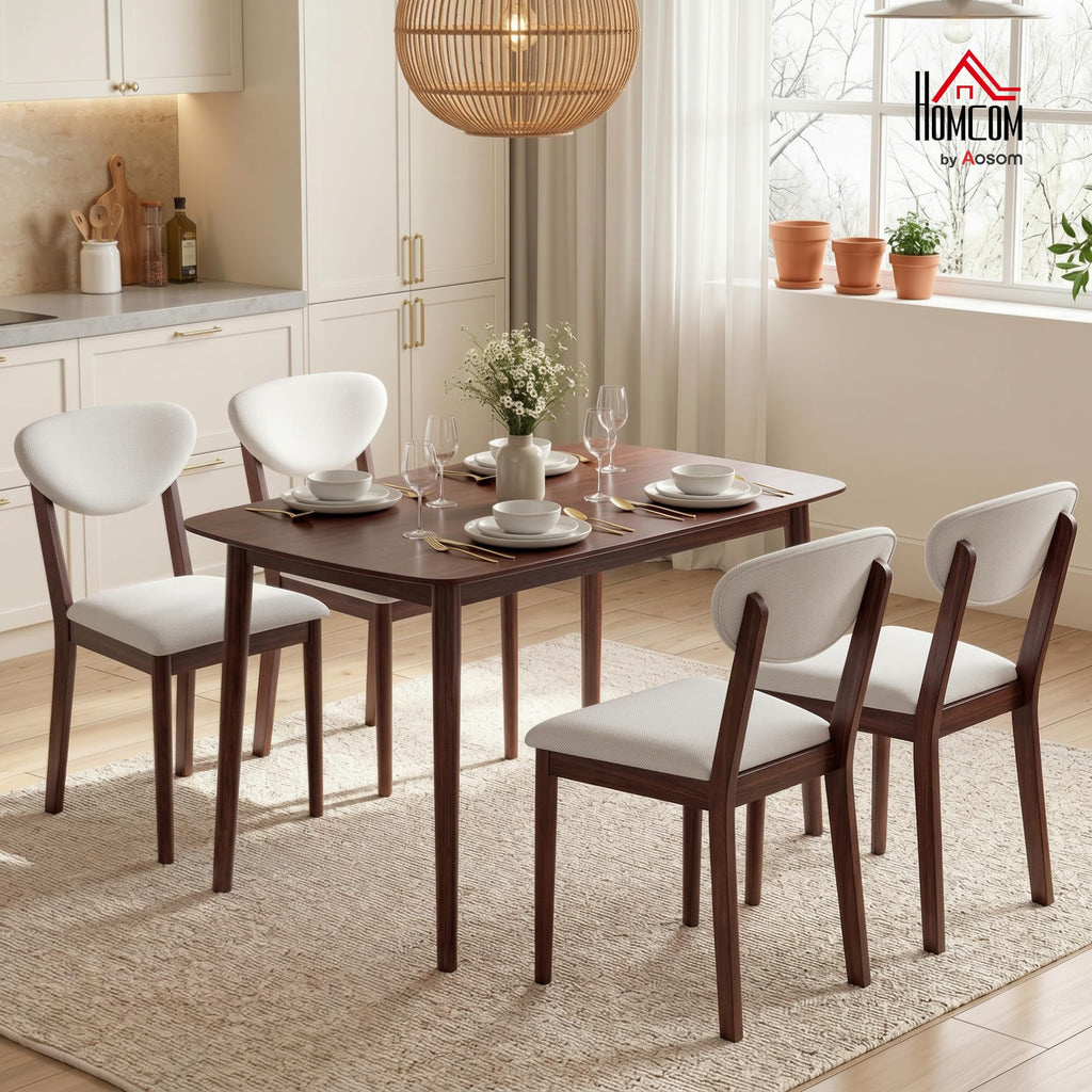 HOMCOM 5-Piece Dining Table Set for 4 Mid Century Modern