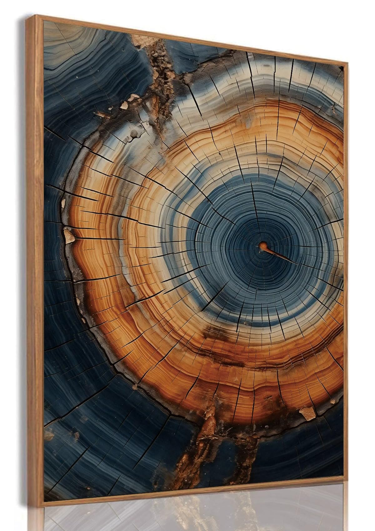 IBHJSART Framed Tree Ring Canvas Wall Art Abstract Colorful Wood Stump Decor Painting Prints Modern Minimalist Pictures Neutral Nature Rustic Farmhouse Living Room Bedroom Bathroom Office