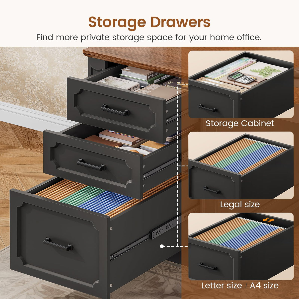 SEDETA Farmhouse Desk with Drawers for Home Office