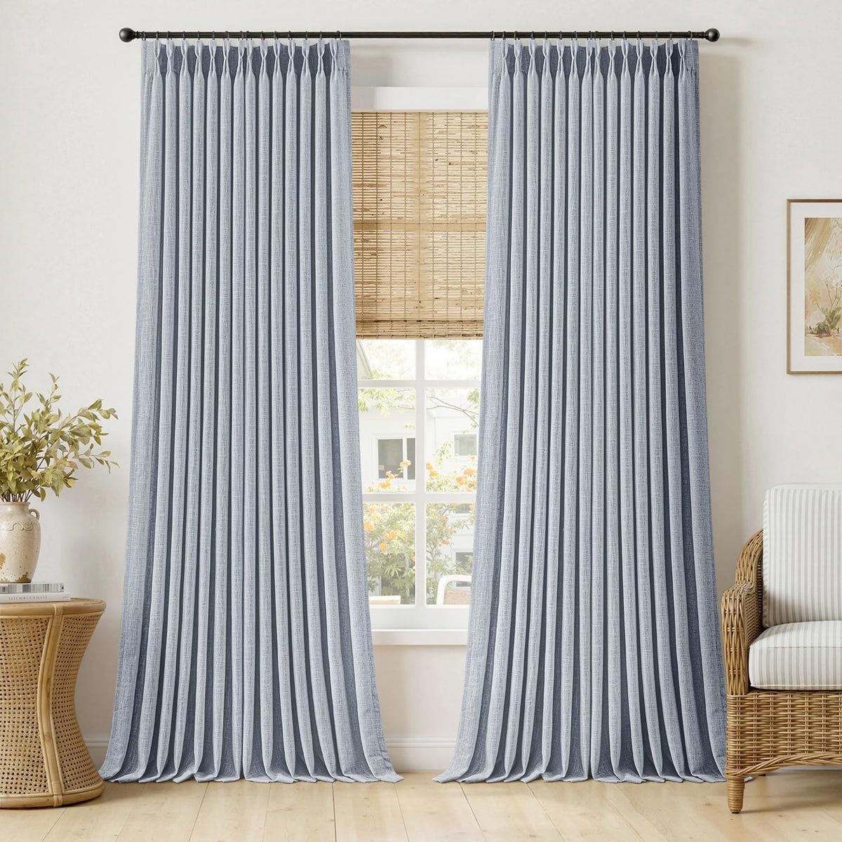 MIULEE Pinch Pleated Linen Light Filtering Curtains