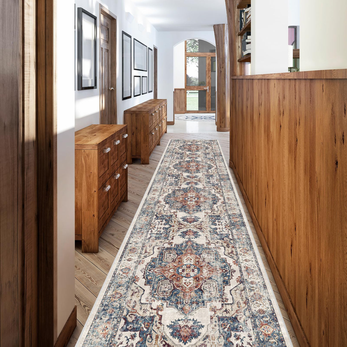 Vintage Washable Non-Slip Hallway Runner Rug, 2' x 7'