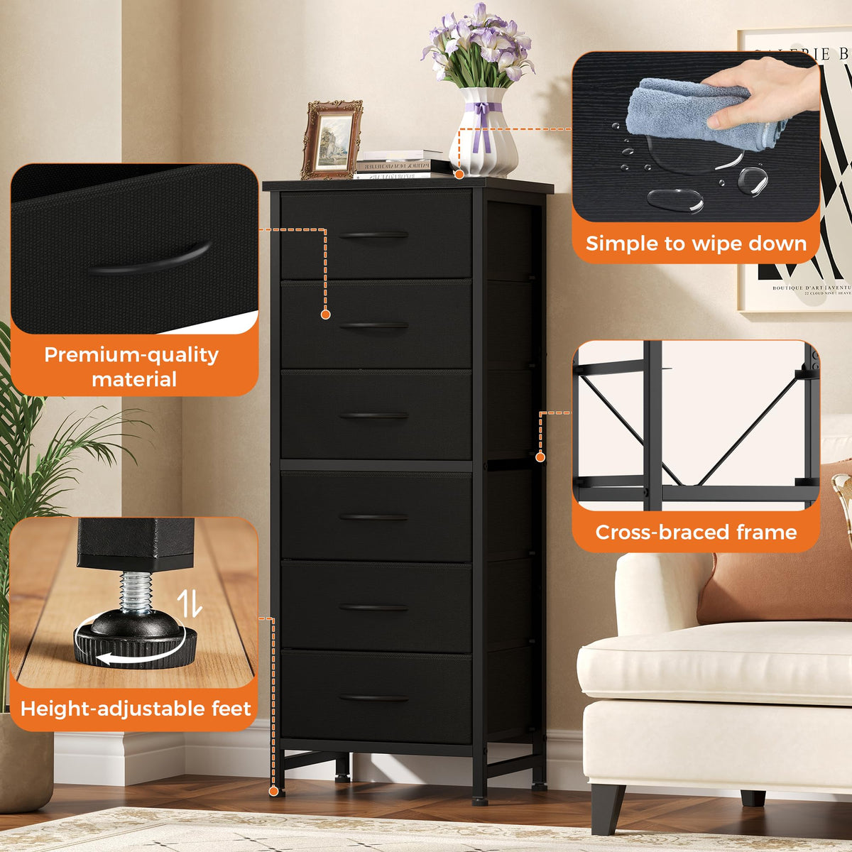 Sweetcrispy Nightstand Bedroom Dresser