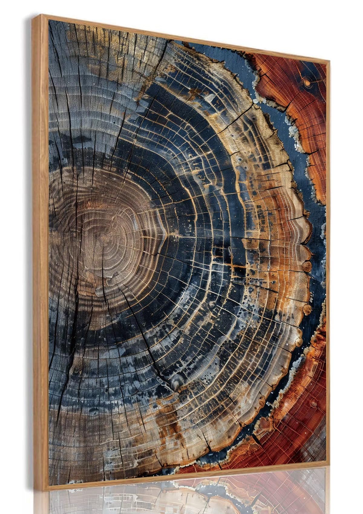 IBHJSART Framed Tree Ring Canvas Wall Art Abstract Colorful Wood Stump Decor Painting Prints Modern Minimalist Pictures Neutral Nature Rustic Farmhouse Living Room Bedroom Bathroom Office