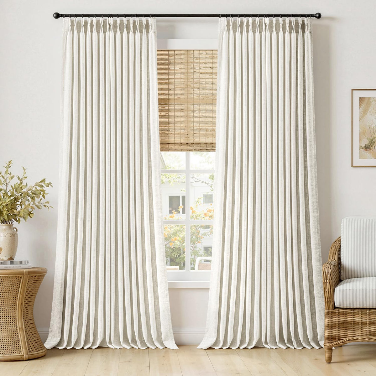 MIULEE Pinch Pleated Linen Light Filtering Curtains
