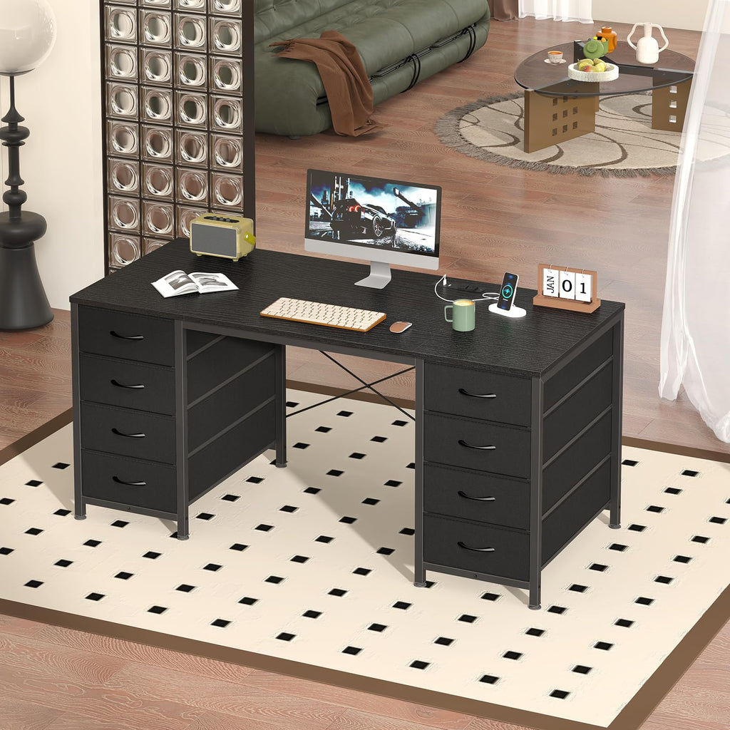 YOMILUVE Computer Desk with 8 Drawers