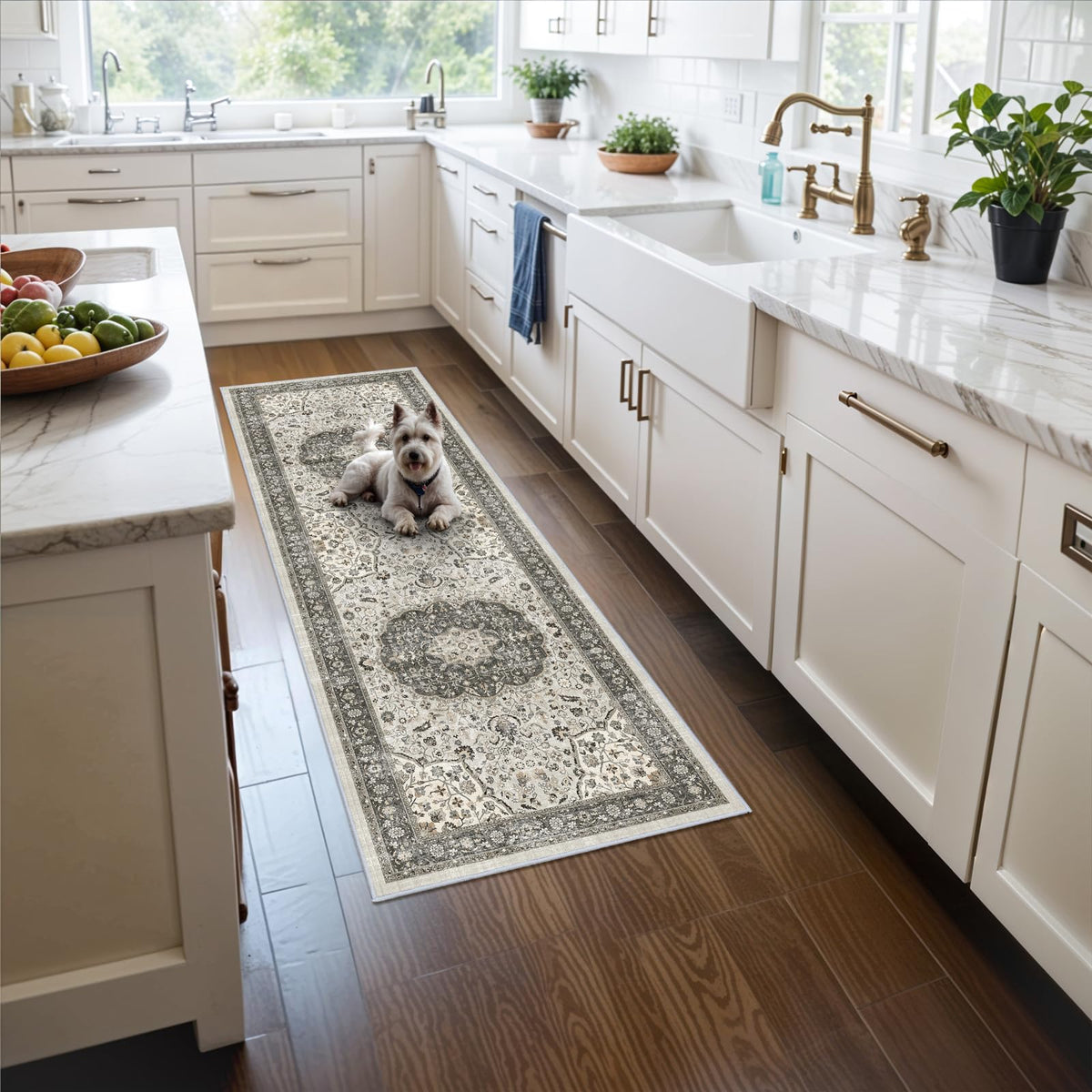 Vintage Washable Non-Slip Hallway Runner Rug, 2' x 7'