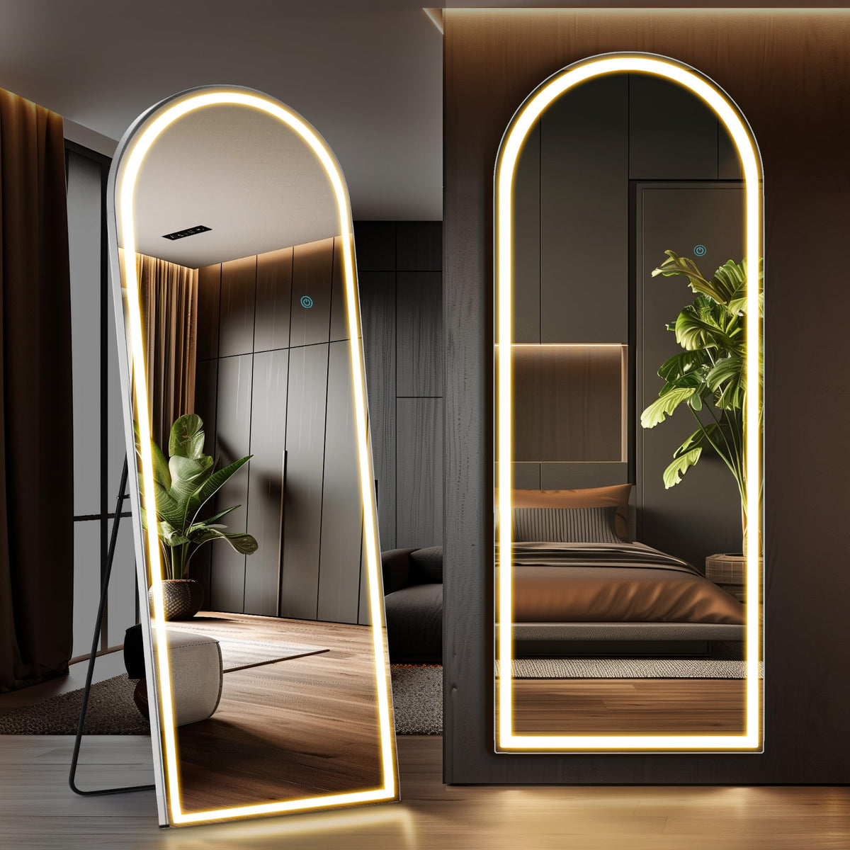 Aidoly Mirror Full Length, Upgraded Body Wall Mirrors with Shatter-Proof Glass, Floor Standing, Hanging or Leaning, Tall Mirror with Stand Aluminum Alloy Frame for Bedroom Cloakroom