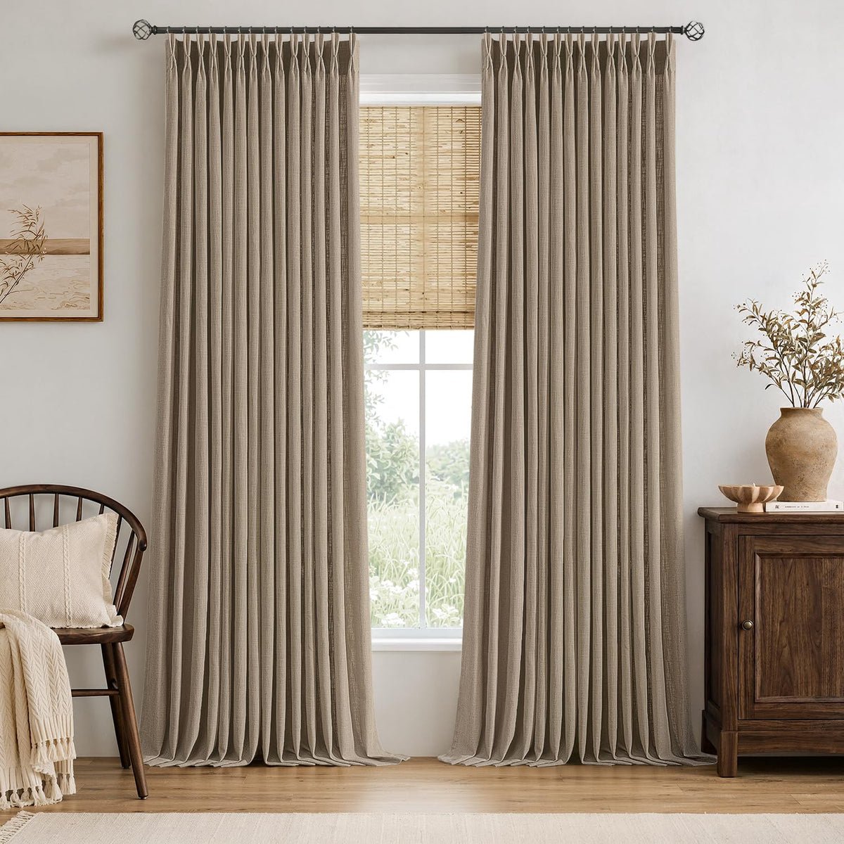 MIULEE Pinch Pleated Linen Light Filtering Curtains