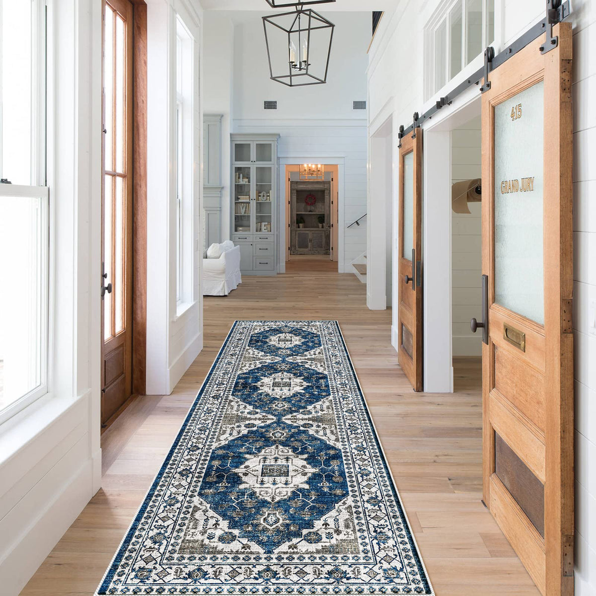Vintage Washable Non-Slip Hallway Runner Rug, 2' x 7'