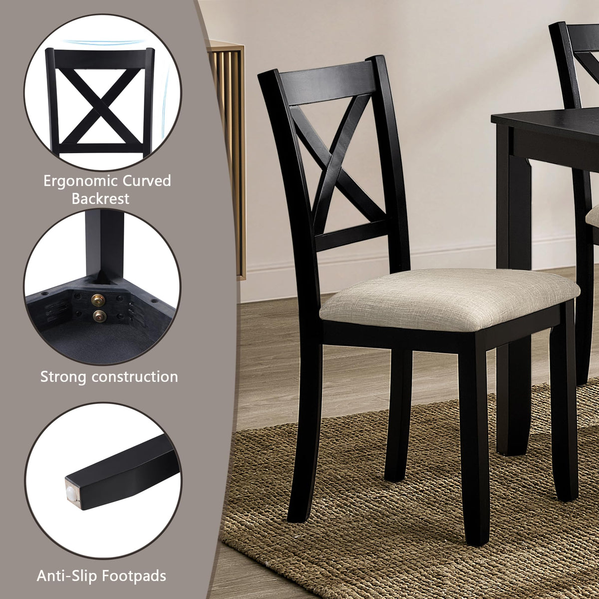 Harper & Bright Designs Wood Dining Table Set, Kitchen Furniture Set with with Table and Chairs