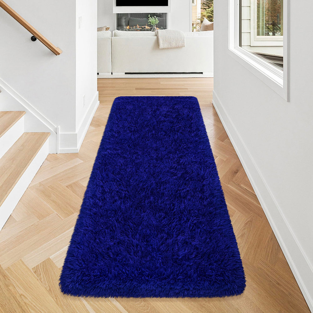 JiaoBaba Rainbow Tie-Dye Fluffy Area Rug for Kids