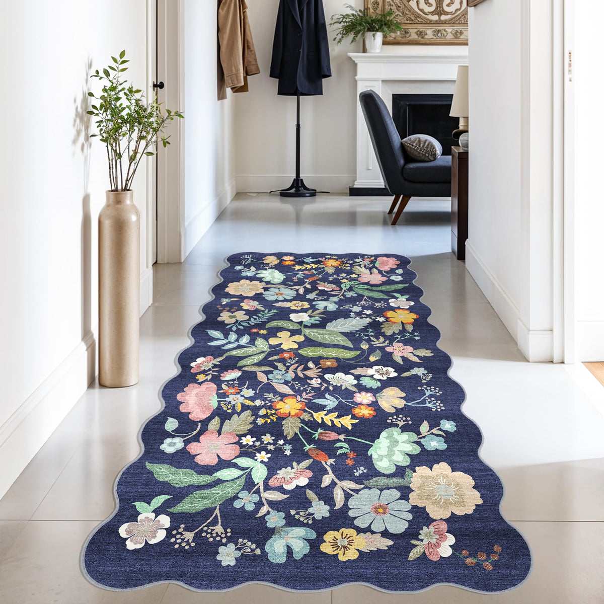Vintage Washable Non-Slip Hallway Runner Rug, 2' x 7'