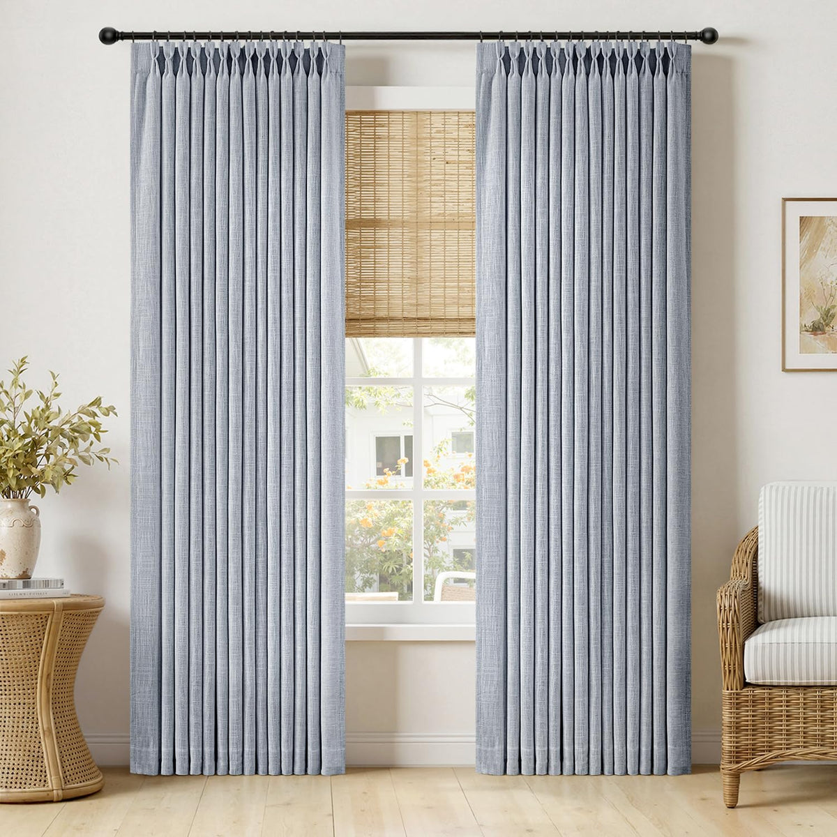 MIULEE Pinch Pleated Linen Light Filtering Curtains