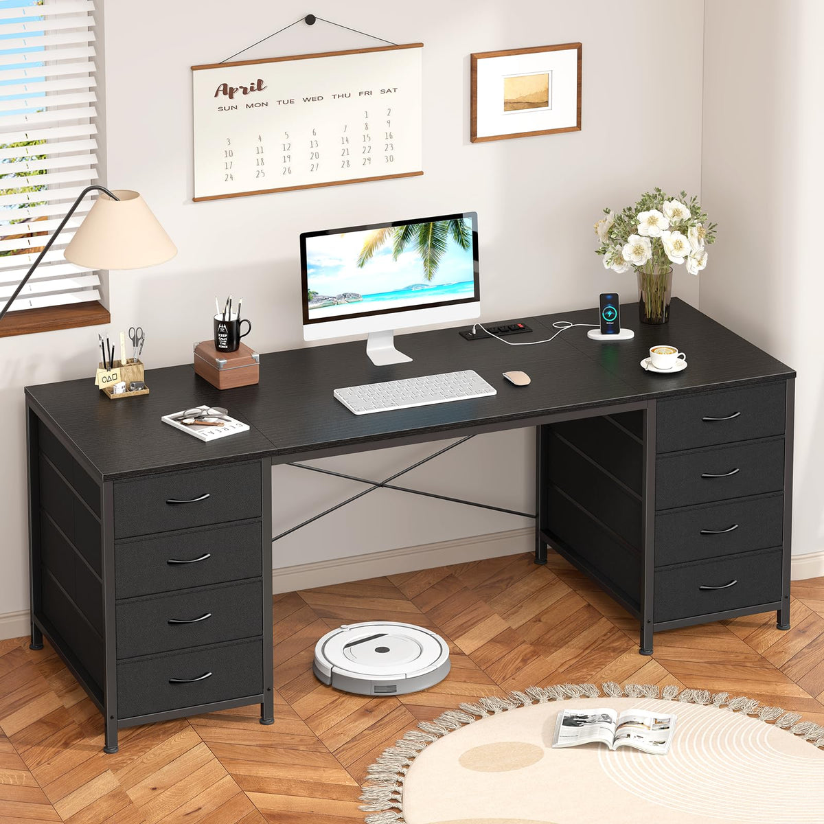 YOMILUVE Computer Desk with 8 Drawers